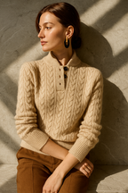 Arden Cable-Knit Cashmere Blend Sweater – Olive