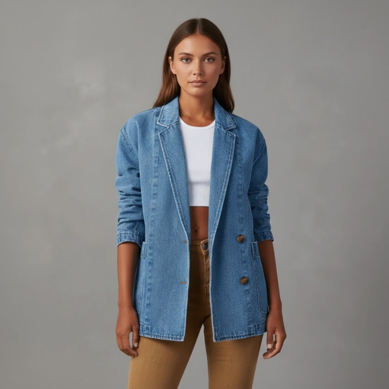 Women's Fitted Denim Jacket – Blue