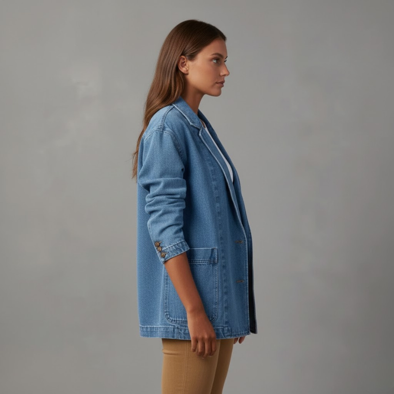 Women's Fitted Denim Jacket – Blue