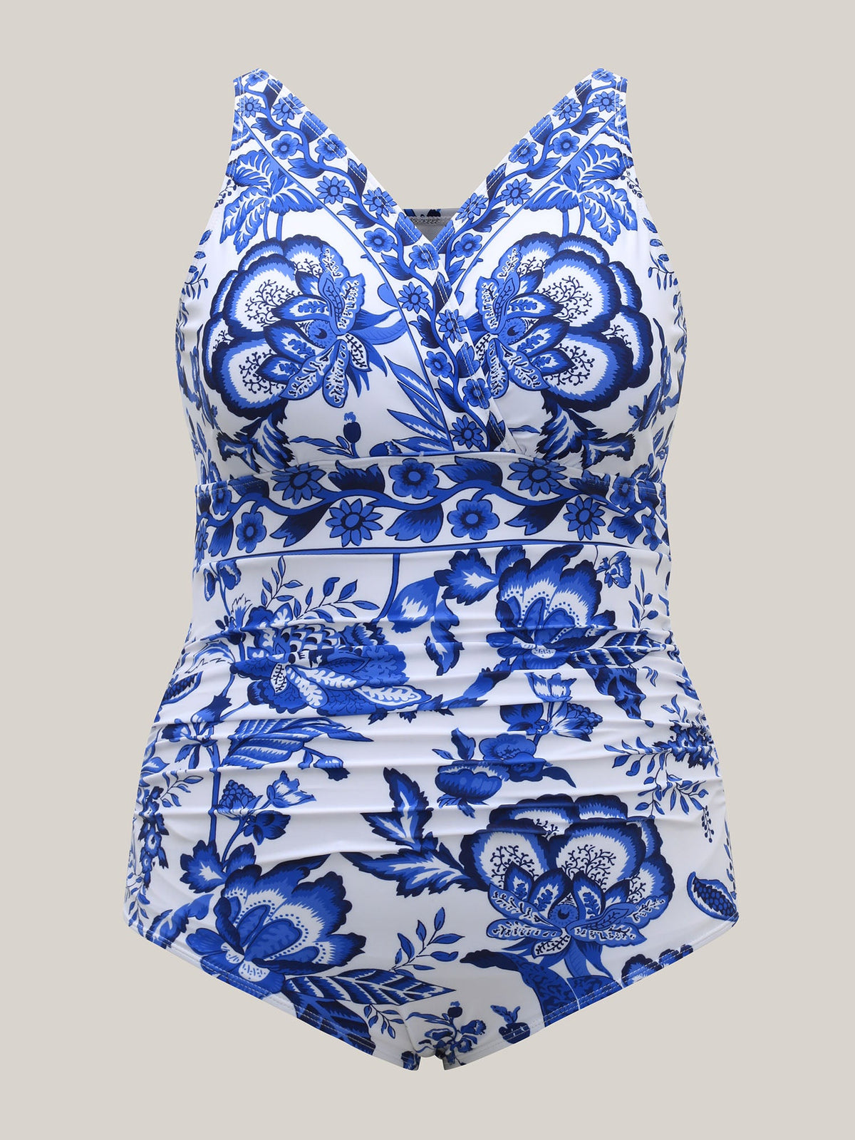 Plus Size Floral Swimsuit & Mesh Sarong Set