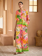 Hibiscus Satin Batwing Top in Hot Pink by Aurelia Sun