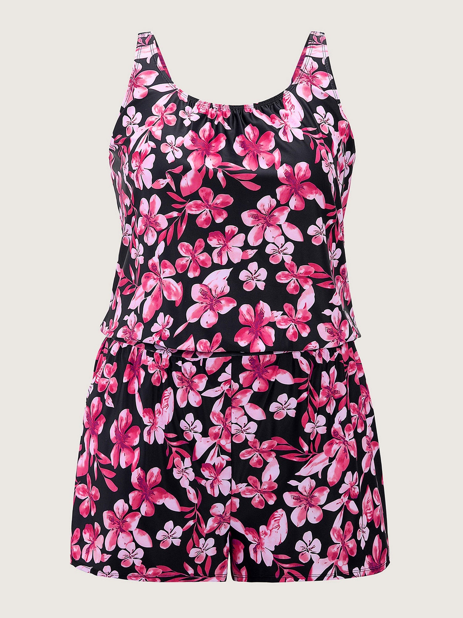 Plus Size Tropical Floral One-Piece Swimsuit