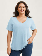 Plus Size Cotton V-Neck T-Shirt