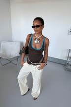 Mocha Scoop-Neck High-Leg Swimsuit