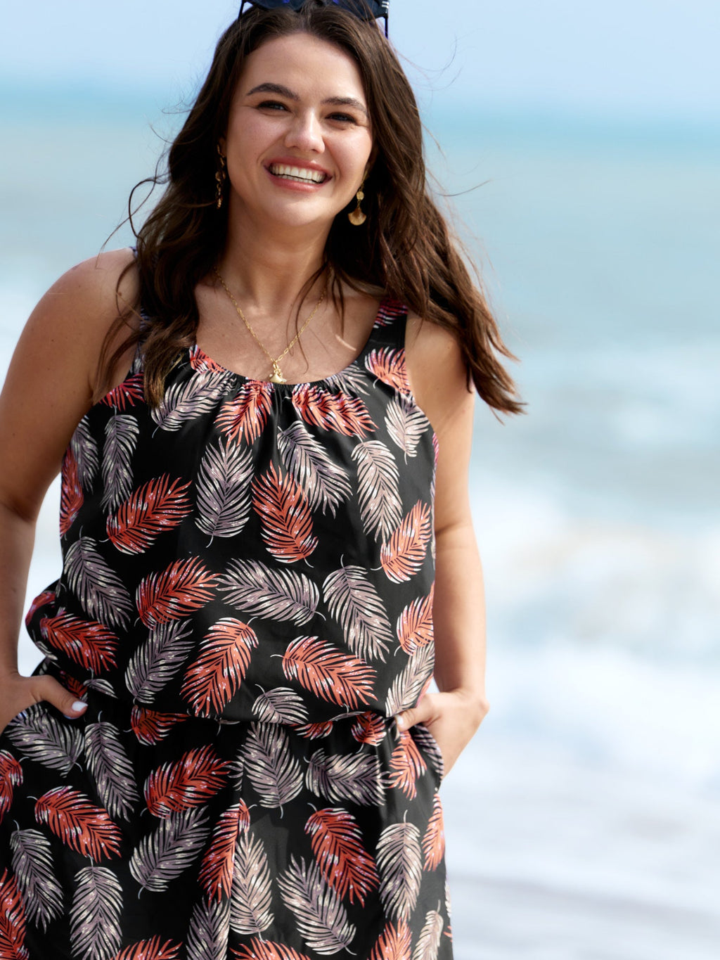 Plus Size Tropical Floral One-Piece Swimsuit