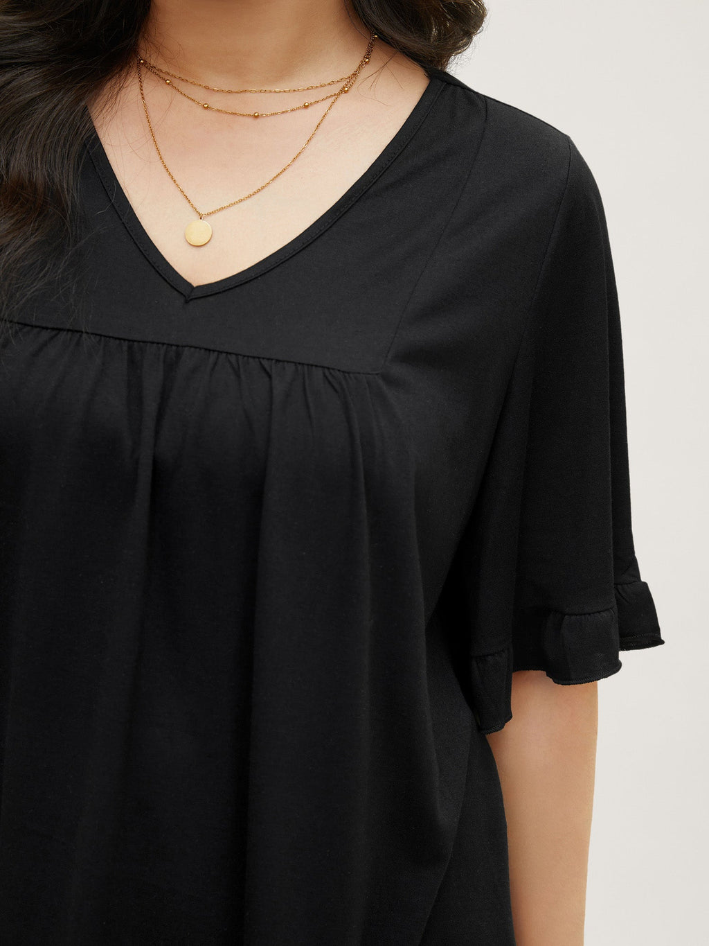 Plus Size Ruffle-Sleeve Jersey T-Shirt