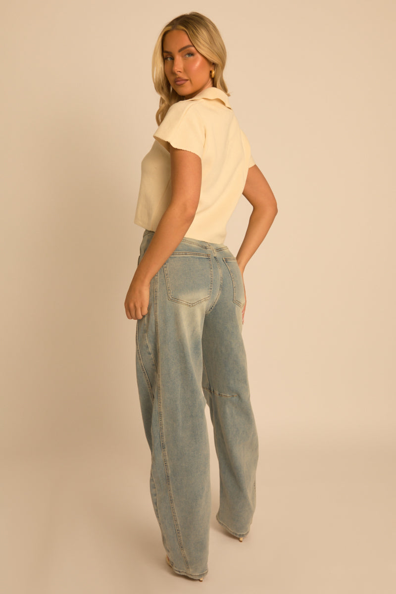 Ivory Cropped Knit Jumper
