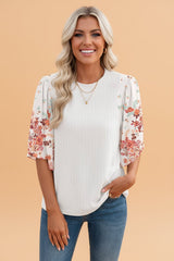 Delphine Floral Ribbed Knit Top