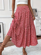 Elena Ditsy Floral Midi Skirt – Orange/Multi