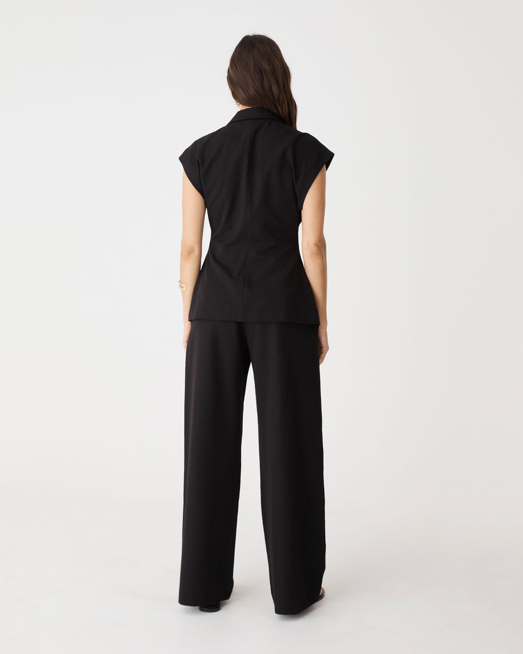Milton Short-Sleeve Tailored Blazer in Black by Aurelia Sun