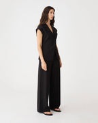 Milton Short-Sleeve Tailored Blazer in Black by Aurelia Sun