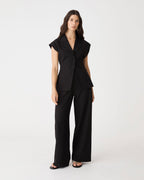 Milton Short-Sleeve Tailored Blazer in Black by Aurelia Sun