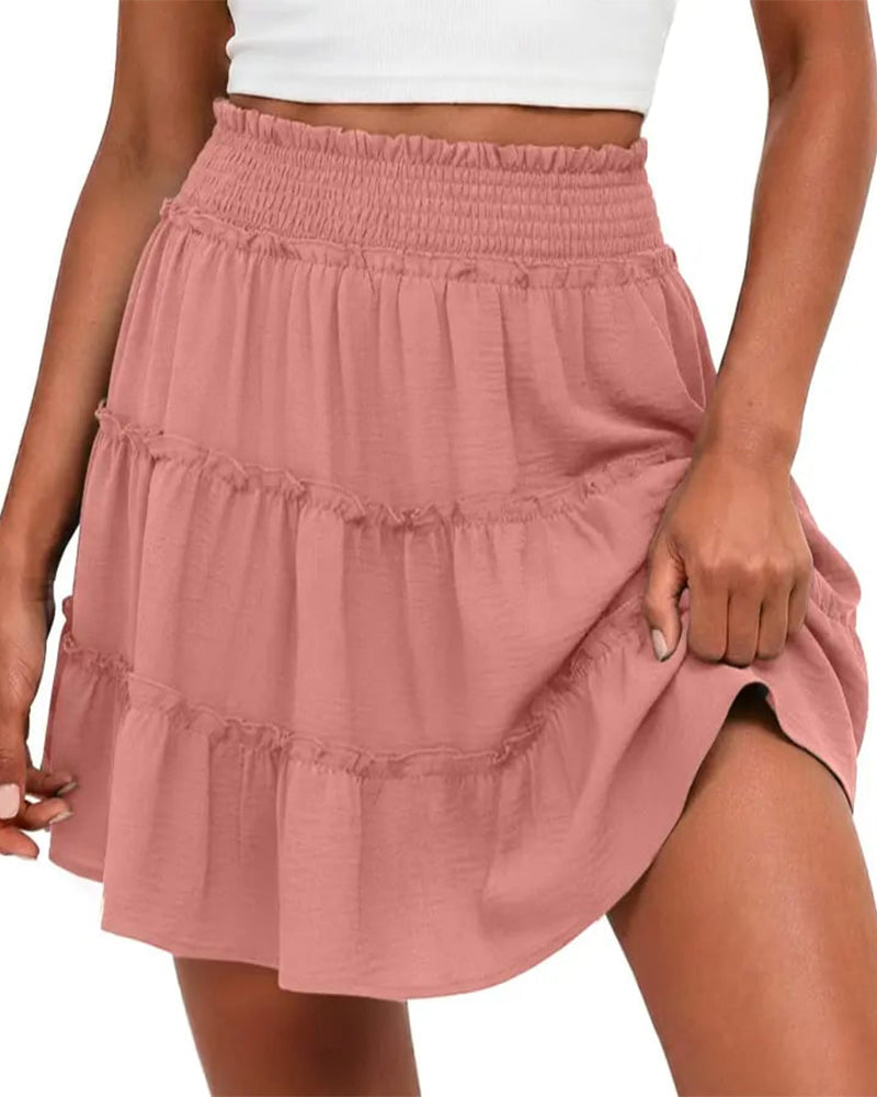 Willow High Waist Ruffle Skort in Pink by Aurelia Sun