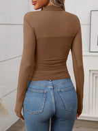 Women's Mock-Neck Long-Sleeve Top – Yellow