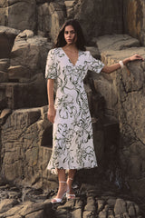 Natalie Floral V-Neck Midi Dress