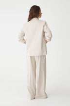 Zoe Relaxed Pinstripe Blazer in Beige Pinstripe by Aurelia Sun