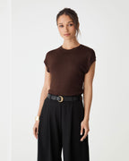 Saskia Lurex Knit Top in Fudge by Aurelia Sun