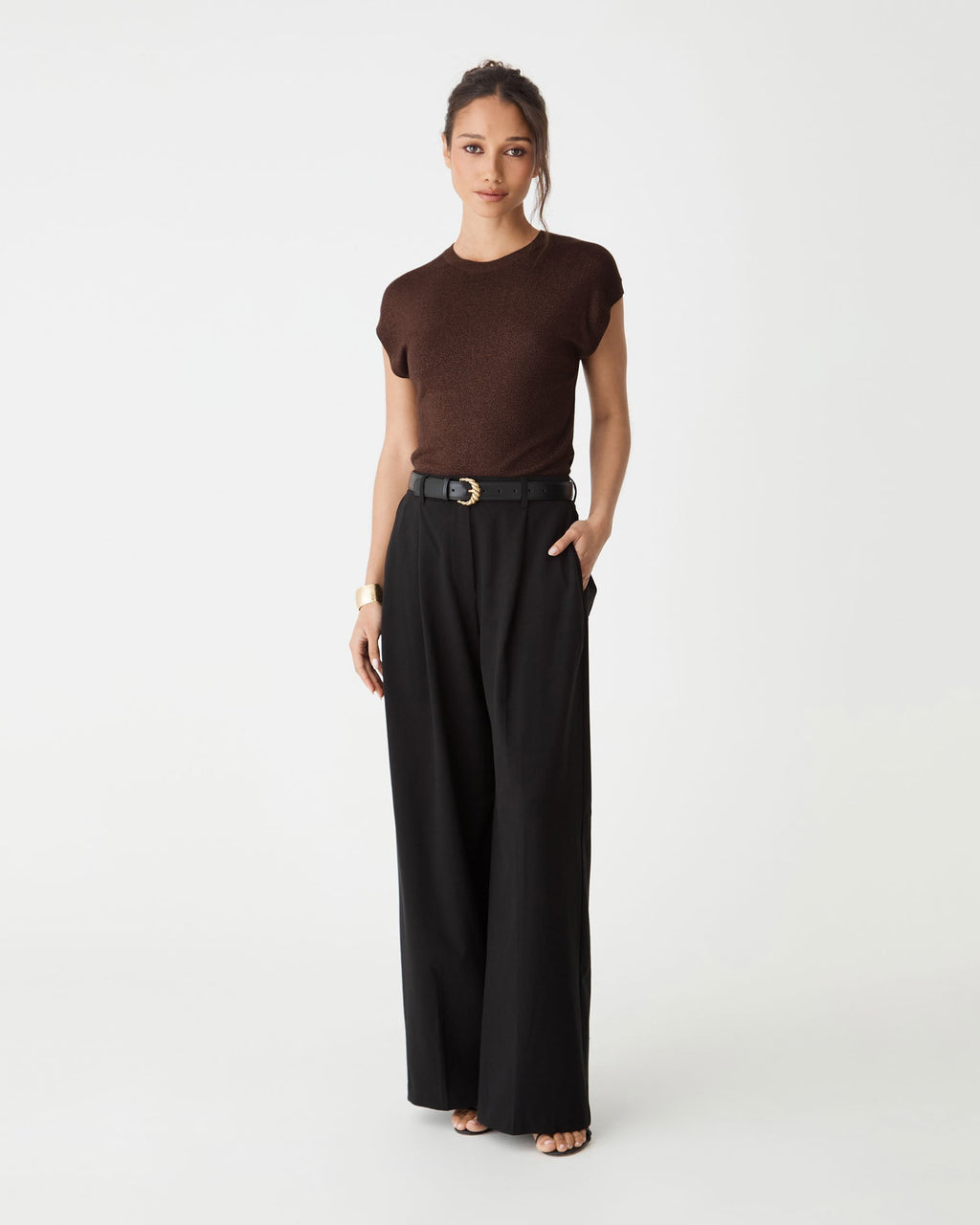 Saskia Lurex Knit Top in Fudge by Aurelia Sun