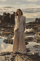 Zoe Elastic-Waist Pinstripe Pants