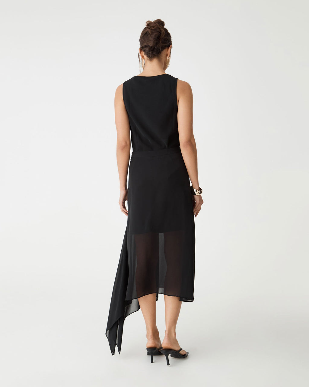Desiree Asymmetric Chiffon Skirt in Black by Aurelia Sun