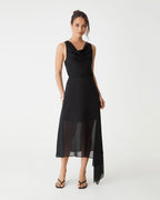Desiree Asymmetric Chiffon Skirt in Black by Aurelia Sun
