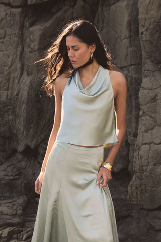 Freya Satin Cowl-Neck Top