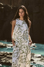Natalie Floral Cropped Top in Cream & Olive by Aurelia Sun