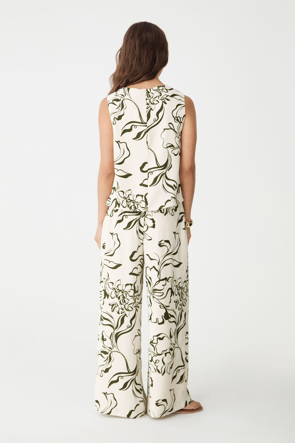 Natalie Floral Cropped Top in Cream & Olive by Aurelia Sun