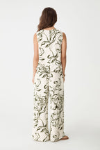 Natalie Floral Cropped Top in Cream & Olive by Aurelia Sun
