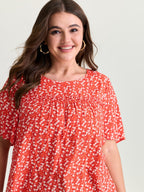 Plus Size Floral Ruffle-Sleeve Blouse