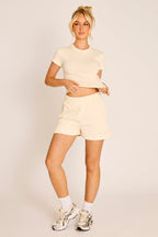 Cream Fitted Cotton T-Shirt
