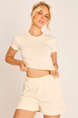 Cream Fitted Cotton T-Shirt