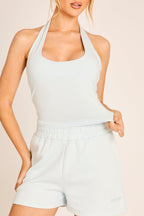 Light Blue Fitted Halter Top