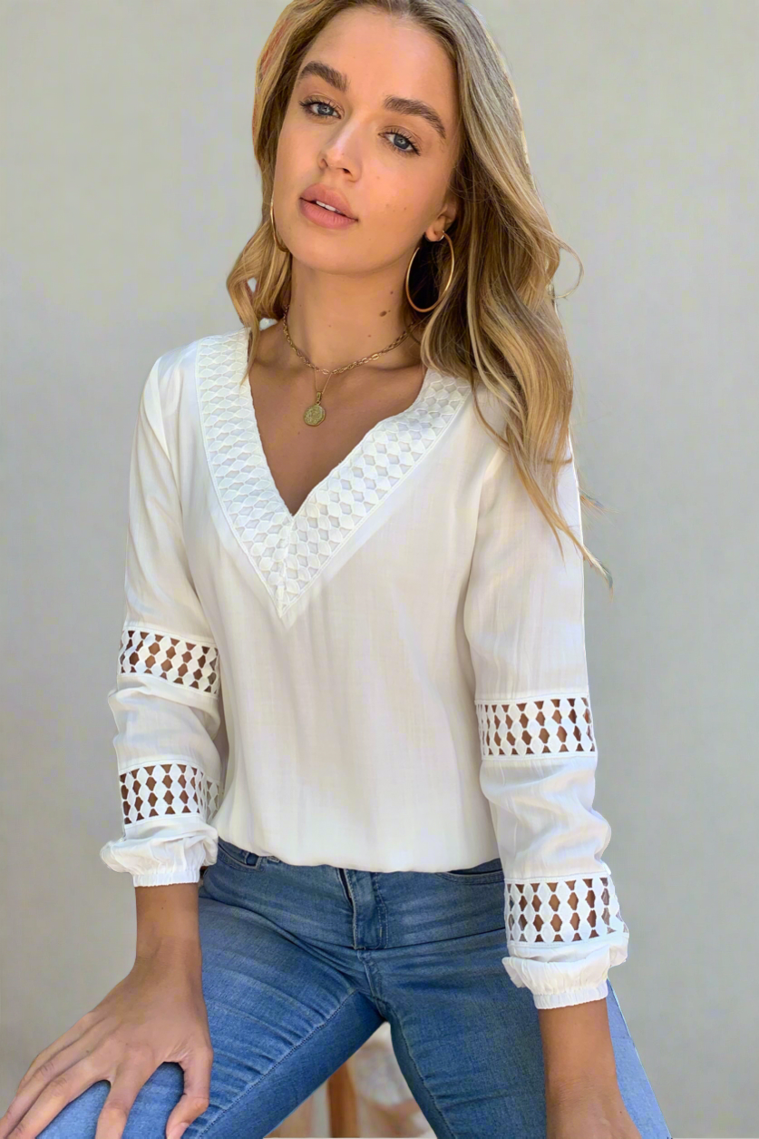 Alba Embroidered Cotton Blouse – White by Aurelia Sun