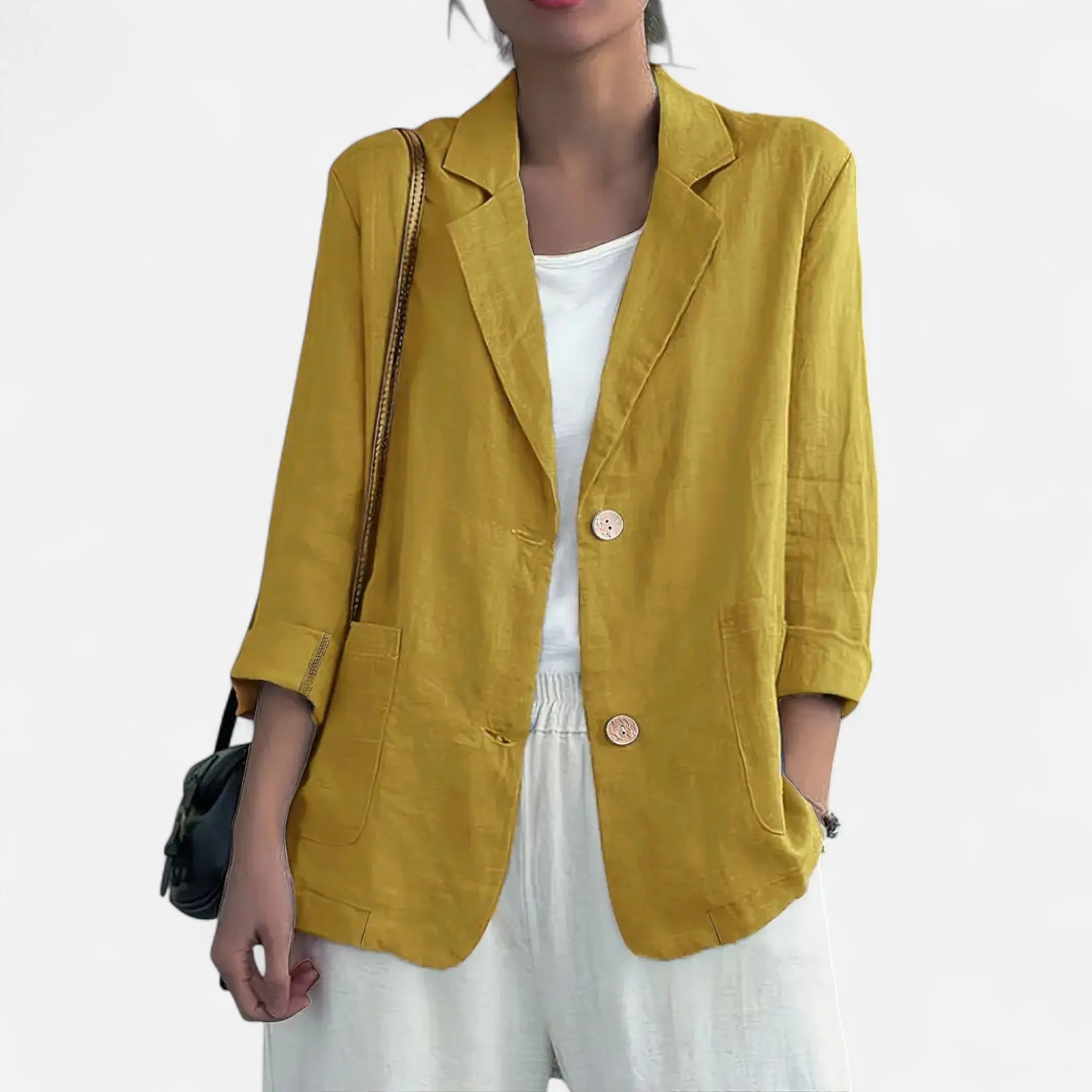 Tailored Linen-Blend Blazer