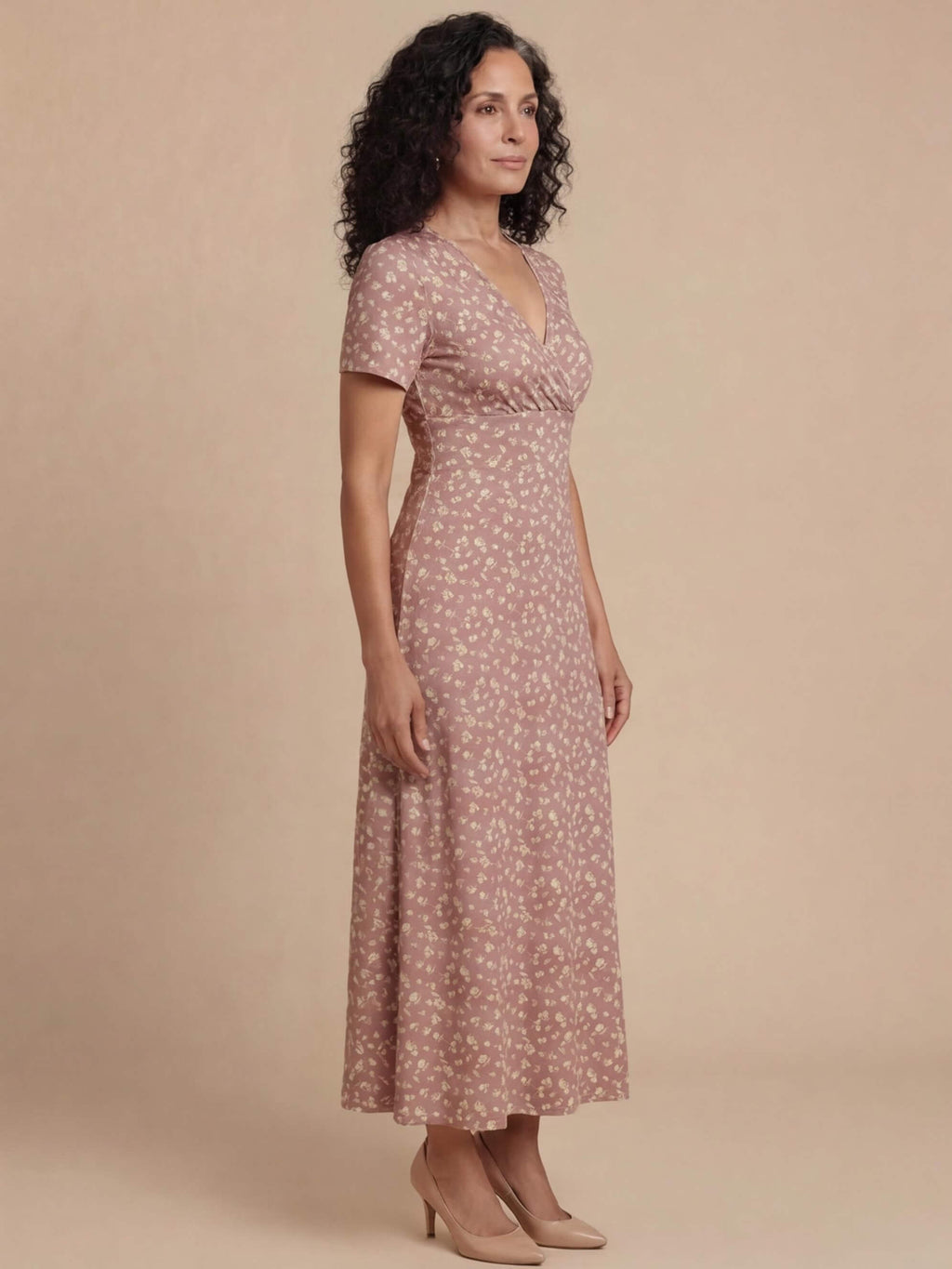 Floral Smocked V-Neck A-Line Dress