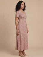 Floral Smocked V-Neck A-Line Dress