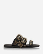 Eastwood Western Leather Slide – Black/Gold by Aurelia Sun