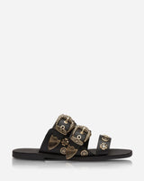 Eastwood Western Leather Slide – Black/Gold