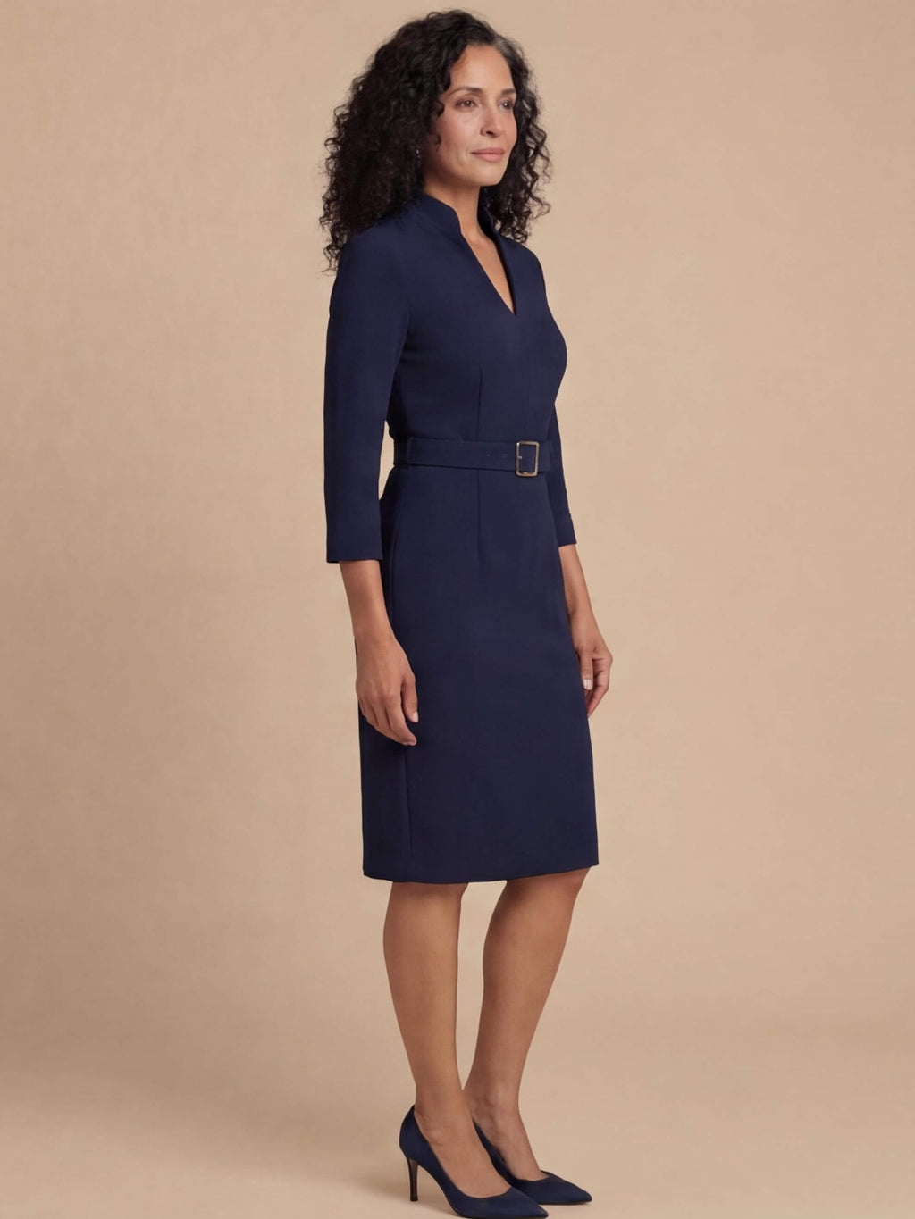 Belted Structured Midi Dress