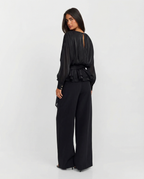 Gathered-Neck Peplum Top