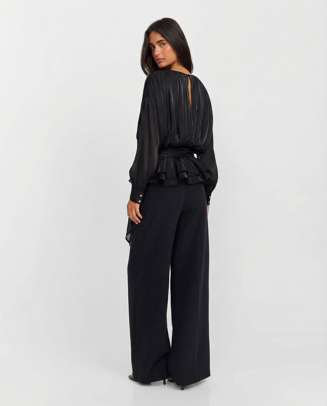 Gathered-Neck Peplum Top