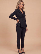 Black Peplum Blazer & Trouser Suit