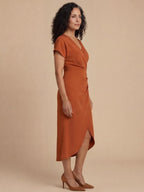 Wrap-Neck Summer Midi Dress