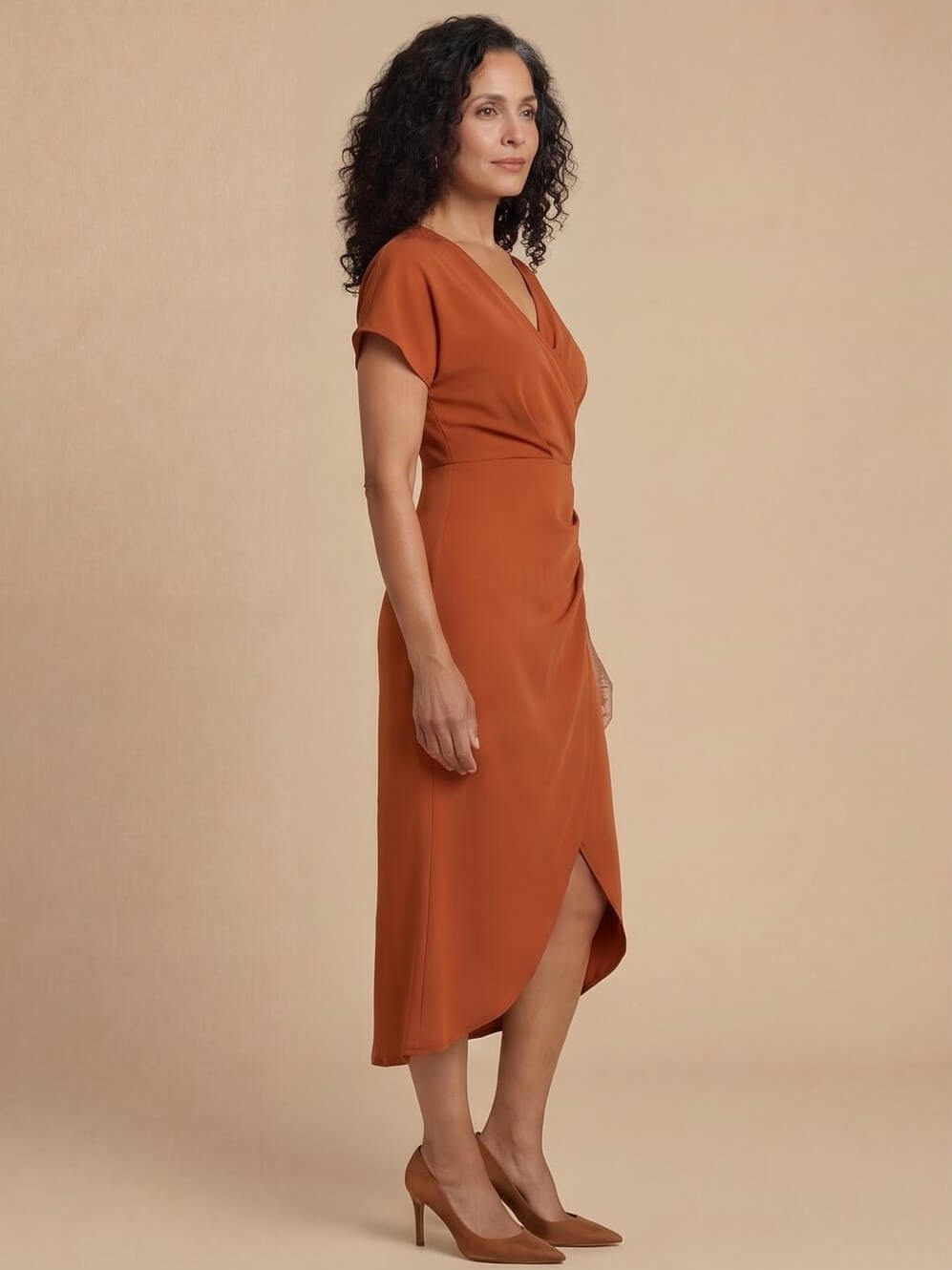 Wrap-Neck Summer Midi Dress