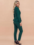 Green Peplum Blazer & Trouser Suit