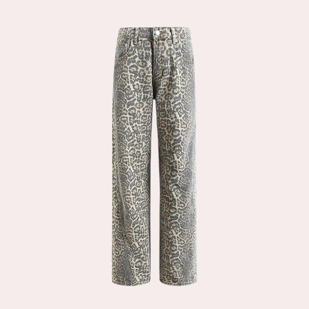 High-Waist Leopard Print Trousers