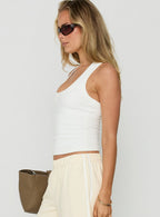 Ribbed Racerback Sculpt Tank – White