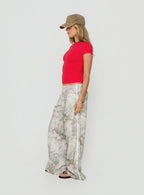 Wide-Leg Drawstring Sweatpants – Green Camo