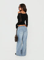 Ultra-Low-Rise Wide-Leg Jeans – Blue